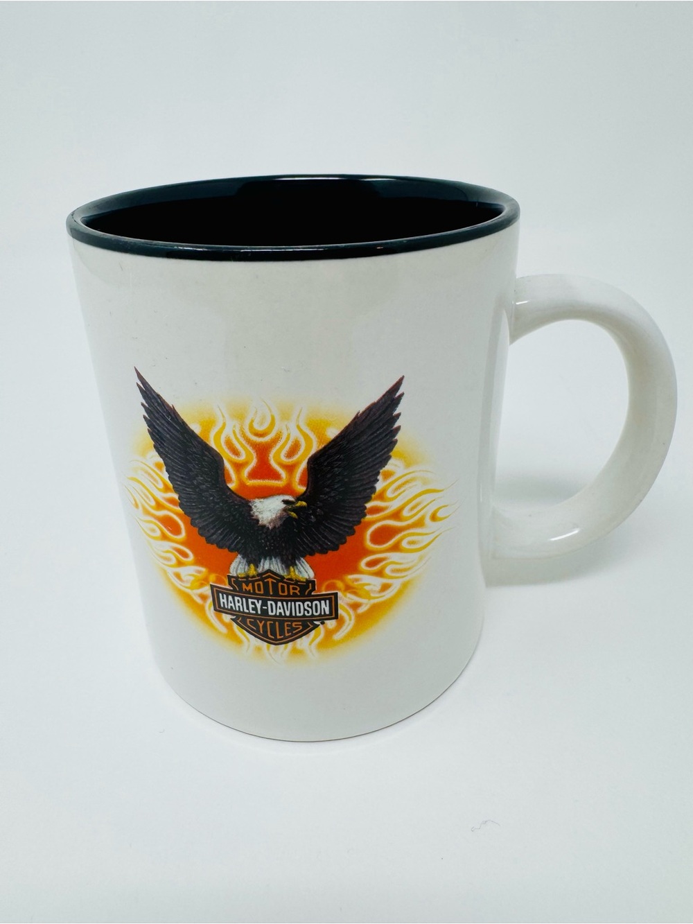 Vintage Harley-Davidson White & Black Eagle Flame Ceramic Coffee Mug - Picture 2 of 5